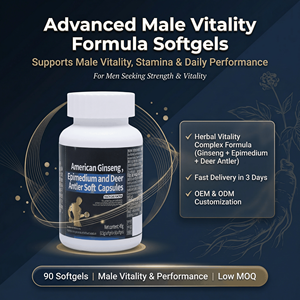 Complément de vitalité masculine : Capsules molles de ginseng américain, d'épimède et de panache de cerf pour hommes - Product Image 1