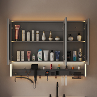 Miroir de salle de bain mural moderne éclairé intelligent Armoire de toilette Miroir de rangement Casier Nouvelle solution de rangement pour salle de bain
