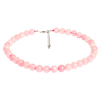 Collier en pierre de quartz rose de 8 mm en gros pour femmes, bijoux de mode porte-bonheur, cadeau, collier de perles de pierre naturelle réglable
