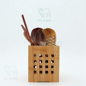 Soporte de utensilios de bambú natural para tenedores, cucharas, portalápices, organizador de escritorio multifuncional - Product Image 5