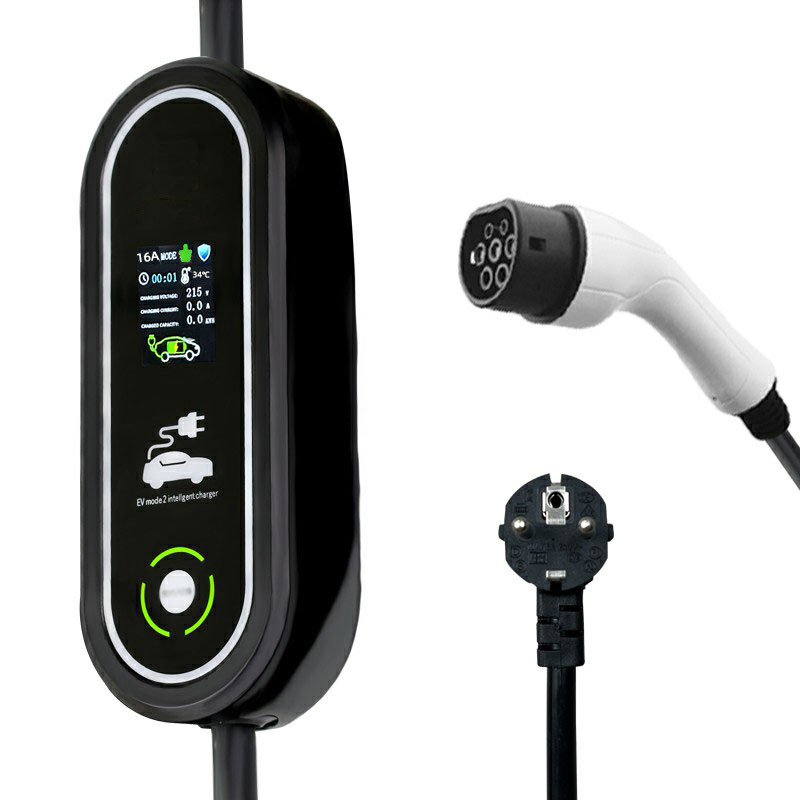 Carregador de carro elétrico portátil Tipo 2 32a 7kw Carregador de veículo elétrico portátil 250v Tpu Ac Ev para carro com Ce Fcc