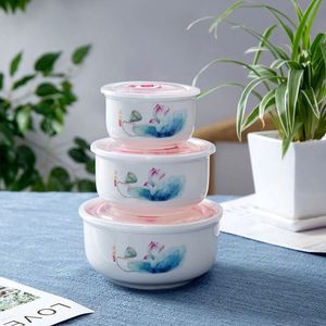 Ensemble de trois bols scellés en porcelaine fine céramique écologique avec couvercles, coffret cadeau, design floral de luxe européen pour les entreprises - Product Image 4