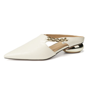 <b>Pointed</b> <b>Toe</b> <b>Mules</b> Genuine Leather Slip On Summer Fashion Trend Women's Shoes 3588 - Product Image 5