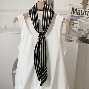 <span class=keywords><strong>Foulard</strong></span> alla Moda <span class=keywords><strong>Nero</strong></span> 145X13CM, Sciarpa Sottile in <span class=keywords><strong>Seta</strong></span> per Donne - Product Image 2