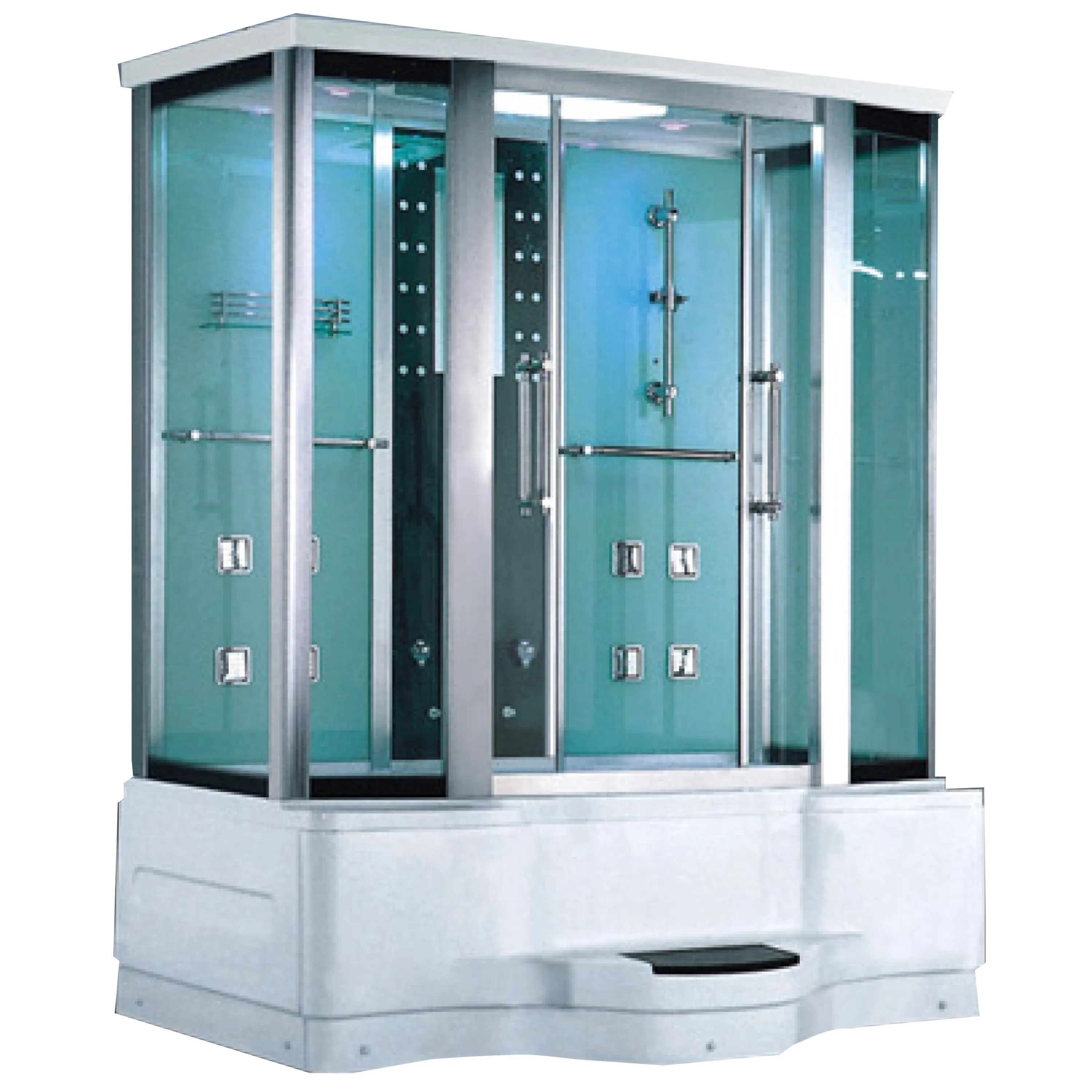 Enclosed indoor modern hydromassage bathtub massage tub whirlpool nozzle system home cabinet shower steam bath room