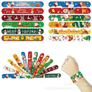 Custom Make Santa Snaps Ring Frohe Weihnachten Stil Design Slap Band Wide Slap Silikon Gummiband Armbänder