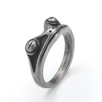 Niedlicher Glänzender Blauer Frosch-förmiger Edelstahl-Modeschmuckring Unisex Cartoon-Tier Fingerschmuck für Tägliches Casual- und Party-Tragen