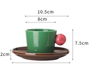 ถ้วยกาแฟและจานรองแก้วเซรามิกสีตัดกันชุดถ้วยกาแฟและจานรองแบบเรียบง่ายสีสันสดใสสุดสร้างสรรค์ - Product Image 5