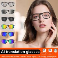 Lunettes de traduction intelligentes avec assistant vocal pour plus de 200 langues, enregistrement de réunions, bras réglables, contrôle par application, écouteurs 6.0