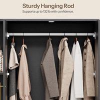 Armoire noire moderne SENYU avec 2 tiroirs, portes à charnières, style Shaker, poignées en laiton, grande capacité, meubles de rangement pour chambre à coucher