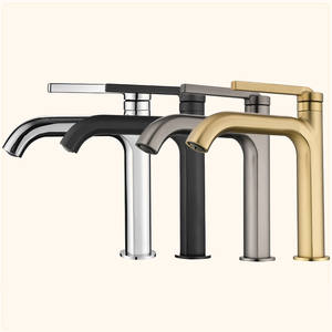 Keran kamar mandi Modern, Faucet kuningan air panas dingin emas tinggi - Product Image 1