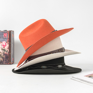 Linglong nueva moda OEM personalizado <span class=keywords><strong>australiano</strong></span> 100% lana personalizado moda Cattleman fieltro Fedora sombreros ala plana enrollable BRIM sombrero - Product Image 6