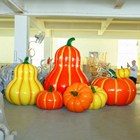 Statue de citrouille en fibre de verre Pop Art déco réaliste faite à la main, écologique, moderne, de luxe, pour la décoration de jardins féeriques, de paysages et de parcs