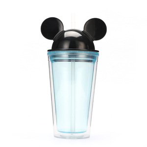 Orecchio sveglio acrilico del topo di Minnie della tazza di <span class=keywords><strong>topolino</strong></span> con le coperture della cupola della paglia GZYSL RTS 350ml 450ml 650ml doppia parete - Product Image 4