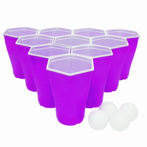Vasos de <span class=keywords><strong>Juego</strong></span> de Beer Pong Hexagonales Coloridos para Fiestas en Bares y Piscinas, Vasos de Plástico Rojos con Ping Pong - Product Image 2