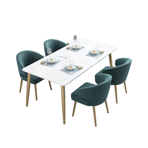 Ensembles <span class=keywords><strong>de</strong></span> table à manger en forme d'appartement <span class=keywords><strong>de</strong></span> style d'europe du nord avec 6 chaises en marbre - Product Image 6