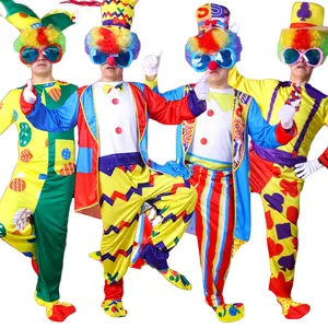 New Funny Halloween Costume Clown Cosplay Costume With Jokers Shoes Jumpsuits Carnival Party Gift Dress Up