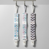 Lot de 3 attaches-sucettes en polyester sans BPA, design épuré, pour bébés de 1-2 et 2-4 ans