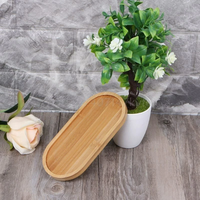 Nampan Pot Bunga Mini Oval dari Kayu Bambu Karbonisasi Buatan Tangan, Warna Dapat Disesuaikan, Dapat Dicuci, Sederhana
