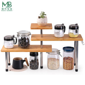 Étagère <span class=keywords><strong>de</strong></span> rangement d'angle <span class=keywords><strong>de</strong></span> bureau en bambou <span class=keywords><strong>de</strong></span> haute qualité à 3 niveaux, étagère multifonctionnelle pour pots à épices pour la <span class=keywords><strong>cuisine</strong></span> - Product Image 2