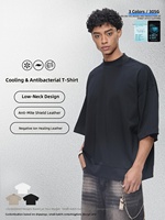 T-shirt Homme Vintage 100% Coton Col Montant Lourd 305G Coupe Oversize à Manches Courtes et Bordures Côtelées – Vente en Gros