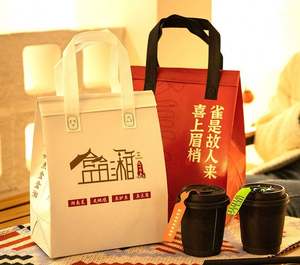 Disposable Non Woven Greaseproof Takeaway Bag Aluminum Foil Lining Thermal Insulated Drinks <b>Food</b> Delivery Bag for Hot and Cold - Product Image 6