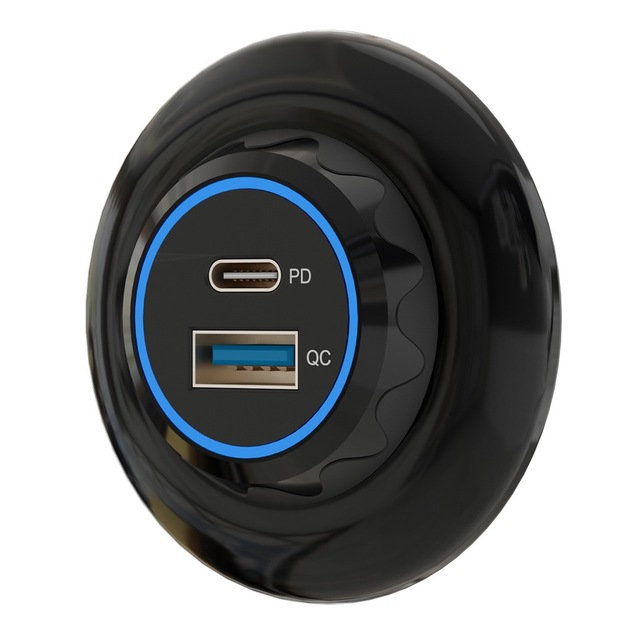 NEW 12-24V Dual USB Type-C Socket with QC3.0/PD3.0 Fast Charging 3.1A LED Indicator for Car/Motorcycle/Boat/RV