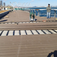 Revêtement de sol extérieur personnalisé Interlock Wpc Gaufrage 3D grain de bois Planche de terrasse composite Texture bois plastique Revêtement de sol