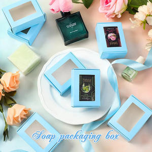 La mejor opción, embalaje de regalo duradero confiable, galleta de caramelo, Mini caja de pastel de papel personalizada Kraft azul con ventana - Product Image 6