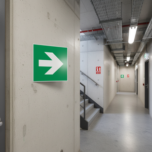Uscita di emergenza freccia sinistra in alluminio 400x400mm - Product Image 3