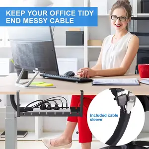 Bandeja de gestión de cables debajo del escritorio Organizador de cables retráctil debajo del escritorio para escritorios, oficinas y cocinas