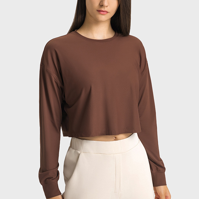 Women's Long Sleeve Gym T-Shirt Quick Dry Breathable Sweat-Wicking Crop Tops for Autumn Fitness Yoga Sports Slim Fit Design