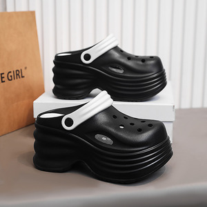 Sandalias Crocs con Plataforma para Mujer, Tacón de 8 cm, Suela de EVA, Transpirables, para Playa, Verano, Tallas 35-40, Color Blanco Leche - Product Image 2