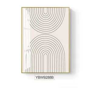 لوحة فنية حديثة إبداعية مجردة بخطوط غير منتظمة باللونين الأسود والأبيض، مصنوعة من البورسلين الكريستالي، مرسومة يدويًا على قماش بإطار للديكور المنزلي - Product Image 4