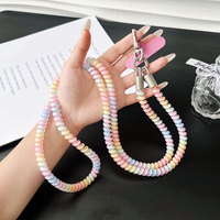 Cordon de téléphone portable Y2K esthétique en TPU scintillant avec perles, sangle colorée en spirale, anti-chute et antivol