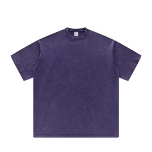 T-shirt streetwear vintage coupe régulière en coton épais et solide anti-rétrécissement respirant pour homme - Product Image 1