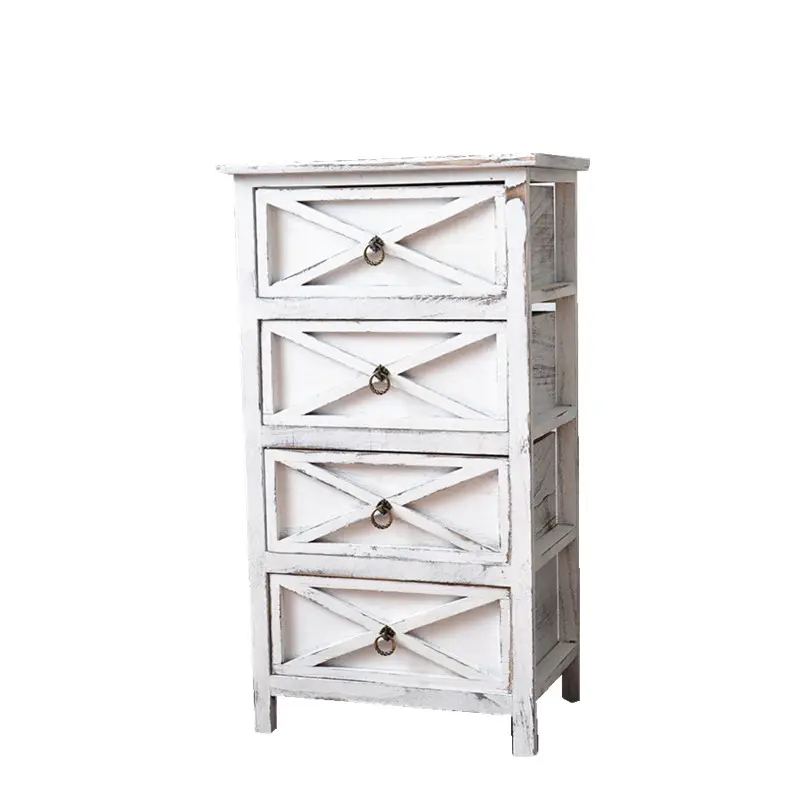 Custom Washing White 4 Drawers Wooden Storage Cabinet Living Room Furniture Rural receiving cabinets