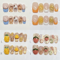 Lot de 10 faux ongles en gel peints à la main, magnifiques, de luxe, design personnalisé, faits à la main, à presser