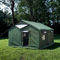 Tente d'hébergement quatre saisons pour 12 personnes en toile triple couche pour régions froides, avec doublure isolante, structure en acier galvanisé, une chambre