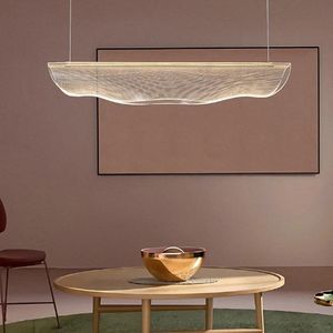 Lustre en acrylique moderne minimaliste design, lampe d'art de luxe pour grand bureau, restaurant, bar, comptoir, installation suspendue - Product Image 1