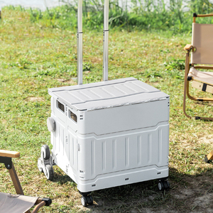 Venta caliente Supermercado Carro de compras Carro plegable de plástico con ruedas inclinadas para acampar al aire libre Conveniencia - Product Image 1