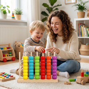Giocattoli Educativi Montessori per Bambini in Età Prescolare: Anelli Impilabili, Perline Logiche, Abbinamento Numeri, Conteggio e Apprendimento Matematico - Product Image 2