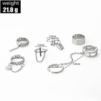 6 pièces/ensemble vente chaude Punk anneaux mode argent couleur croix chaîne anneaux Hip Hop anneau ensemble