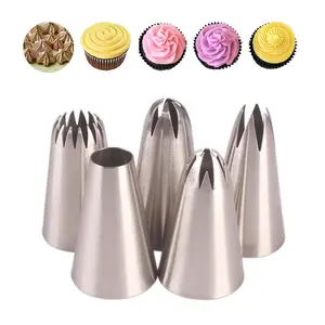 5Pcs Russische Cake Decorating Nozzle Piping Pastry Tool Bakken Tip Gereedschap Bladvorm Icing Rvs Nozzles Set