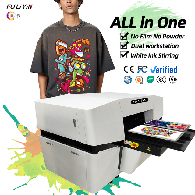 Double Station DTG Ink DTG Printer Fabric Flatbed Printer 4heads I3200 DTG T Shirt Printing Machine Direct Printing on Clothing