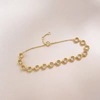 Bracelet ajustable minimaliste fin à bulles en or jaune 18 carats avec diamant de laboratoire, bijoux de créateur pour femme, cadeau quotidien, vente en gros