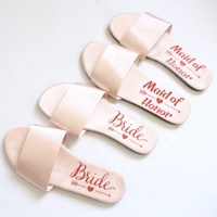 Vente en gros de pantoufles de mariage en satin rouge mariée pantoufles de demoiselle d'honneur pour invité
