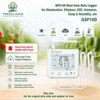 Monitor de Etileno y CO2 GSP100 con WiFi 4G, Registrador de Datos en Tiempo Real, Registrador de Temperatura y Humedad para Almacenamiento de Frutas y Cuartos de Maduración