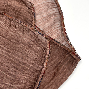 Écharpe tendance personnalisée en viscose et coton avec bordure en dentelle brodée arc-en-ciel, teinte à la main couleur vieillie, pour femmes musulmanes, châle 2026 - Product Image 4