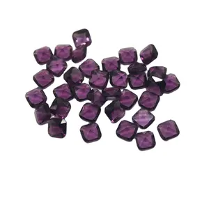 Synthetic Glass Gems Dark Violet Square Shape Glass Stone For Jewelry Making